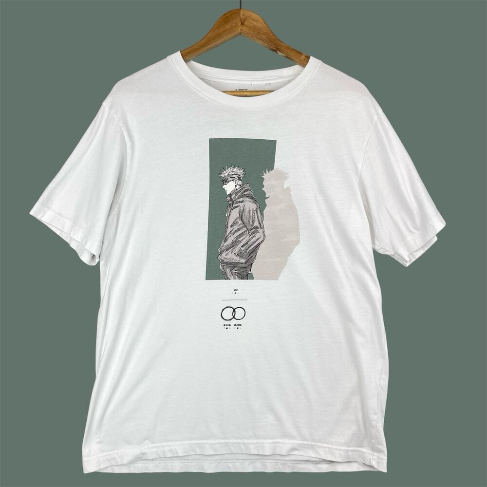 Uniqlo x Satoru Gojo O Jujutsu Kaisen T Shirt Men's Med White Anime Streetwear